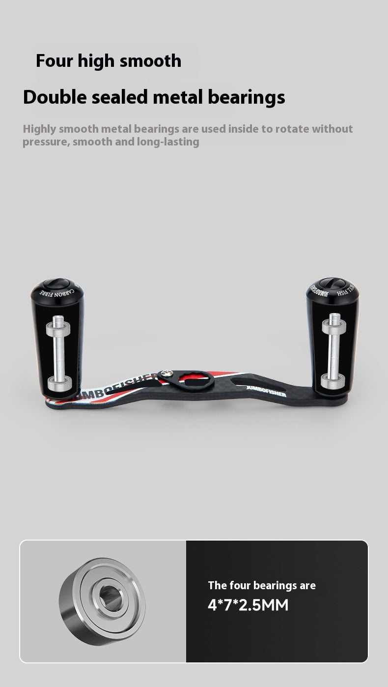 Jingfeng Carbon Water Drop Wheel Crank Arm Only 30g with Carbon Grip Ball, Modifiable DIY Accessories Fishing Wheel Crank Arm with Bearing