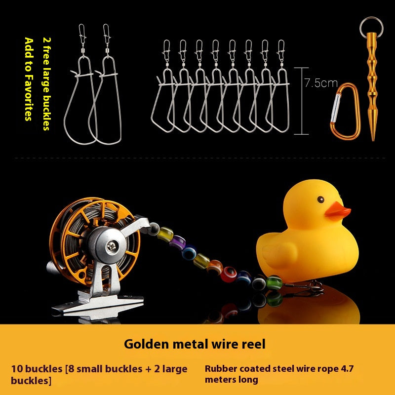 Haodun Little Yellow Duck Live Fish Clip Wholesale Metal Stainless Steel Lure Live Fish Clip Set Fish Lock Clip Fish Clip Wheel Fishing Clip