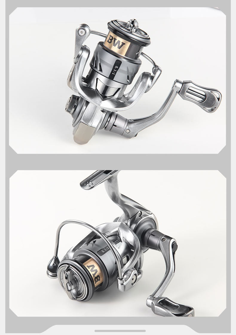 Haodun Micro Fishing Reel Long Casting Lure Carbon Spinning Reel Screw-in Handle 5+1 Bearings Stream Crappie Reel