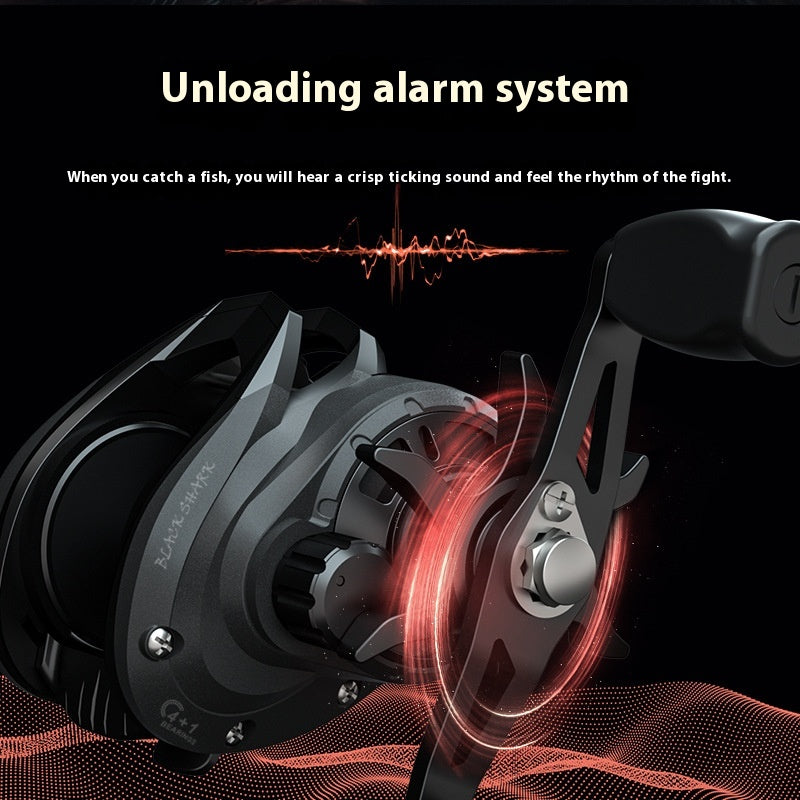 Waterproof Metal Baitcasting Reel with Drag Alarm 8.1:1 High Speed Ratio Black Fishing Reel Deep Line Cup Fishing Reel