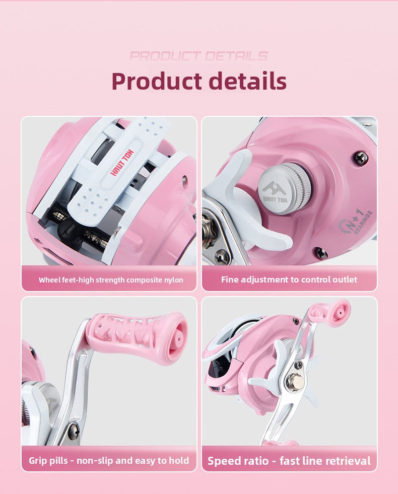 Macaron Pink Water Drop Reel Wholesale Long Casting Fishing Reel Temu with Drag Alarm Micro Fishing Reel 6.3:1