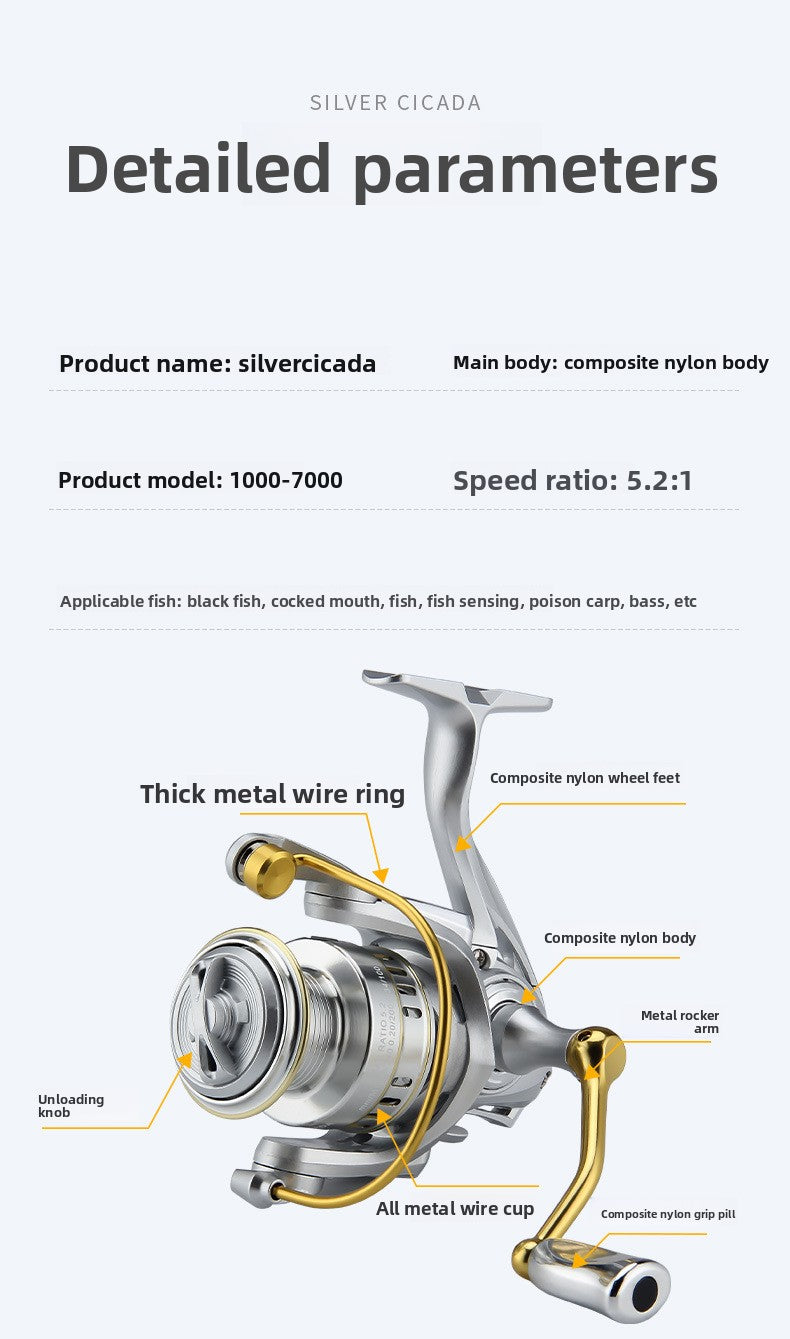 3+1 Gapless Lure Spinning Reel Metal Line Cup Long Casting Fishing Reel Universal Reel Fishing Reel Sea Rod Reel YC