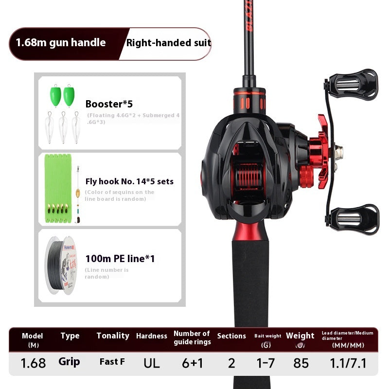 Lure Rod Full Set 1.68m Fishing Rod Set with Baitcasting Reel Gun Handle Fishing Rod Straight Handle UL Micro Rod Horse Mouth Rod