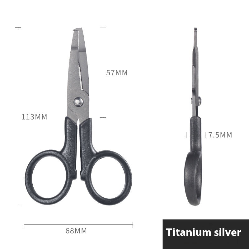 Titanium Coated Multi-Function Lure Fishing Scissors Wholesale Cutting Line PE Line Loop Opening Hook Tying Pliers with Safety Rope
