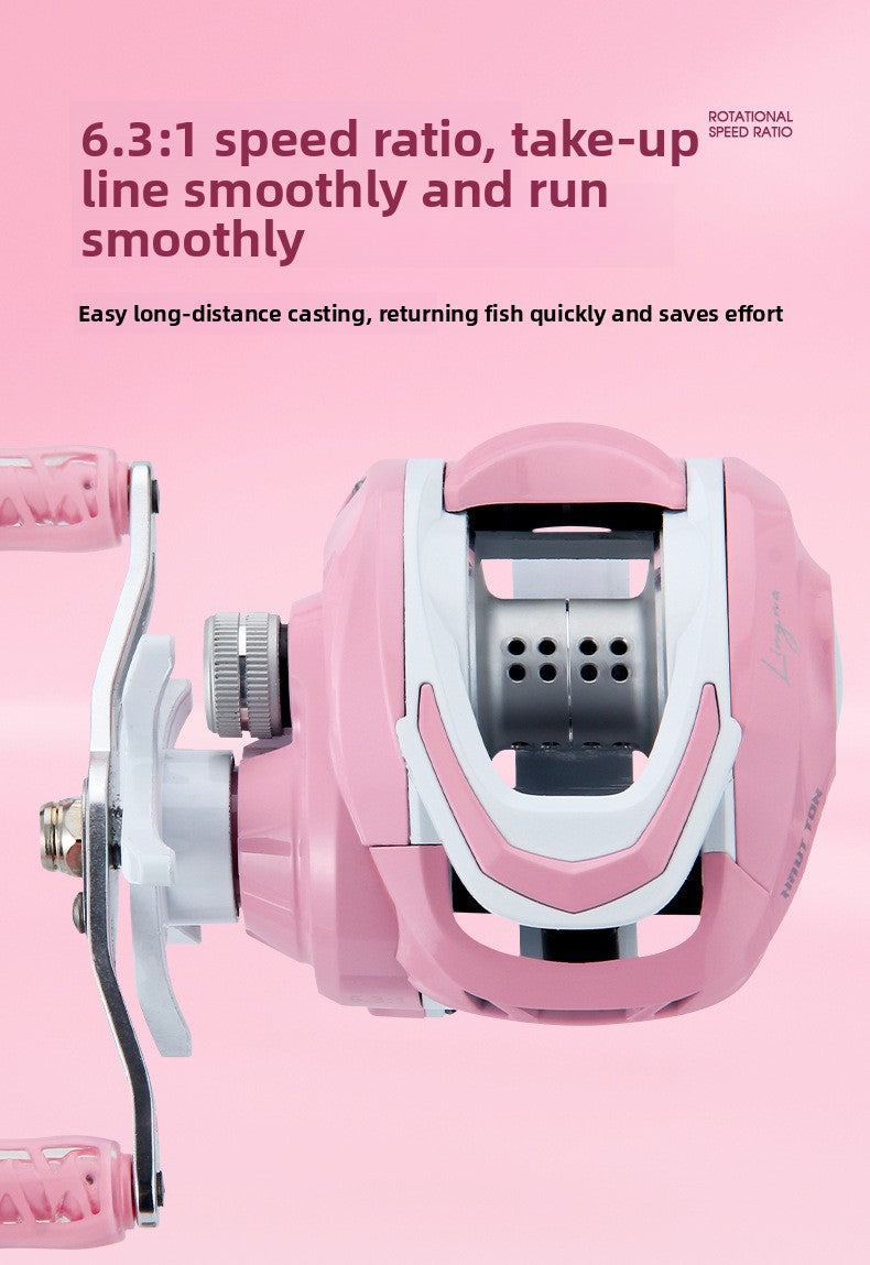 Macaron Pink Water Drop Reel Wholesale Long Casting Fishing Reel Temu with Drag Alarm Micro Fishing Reel 6.3:1