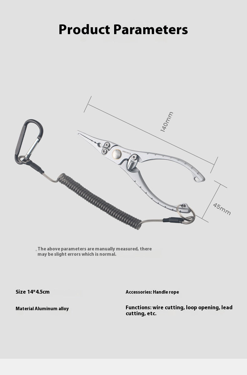Multifunctional Micro Lure Pliers with Anti-Lost Rope, Rust-Resistant Aluminum Alloy Pliers for Hook Removal, Ring Opening, and Lead Pressing Lure Pliers