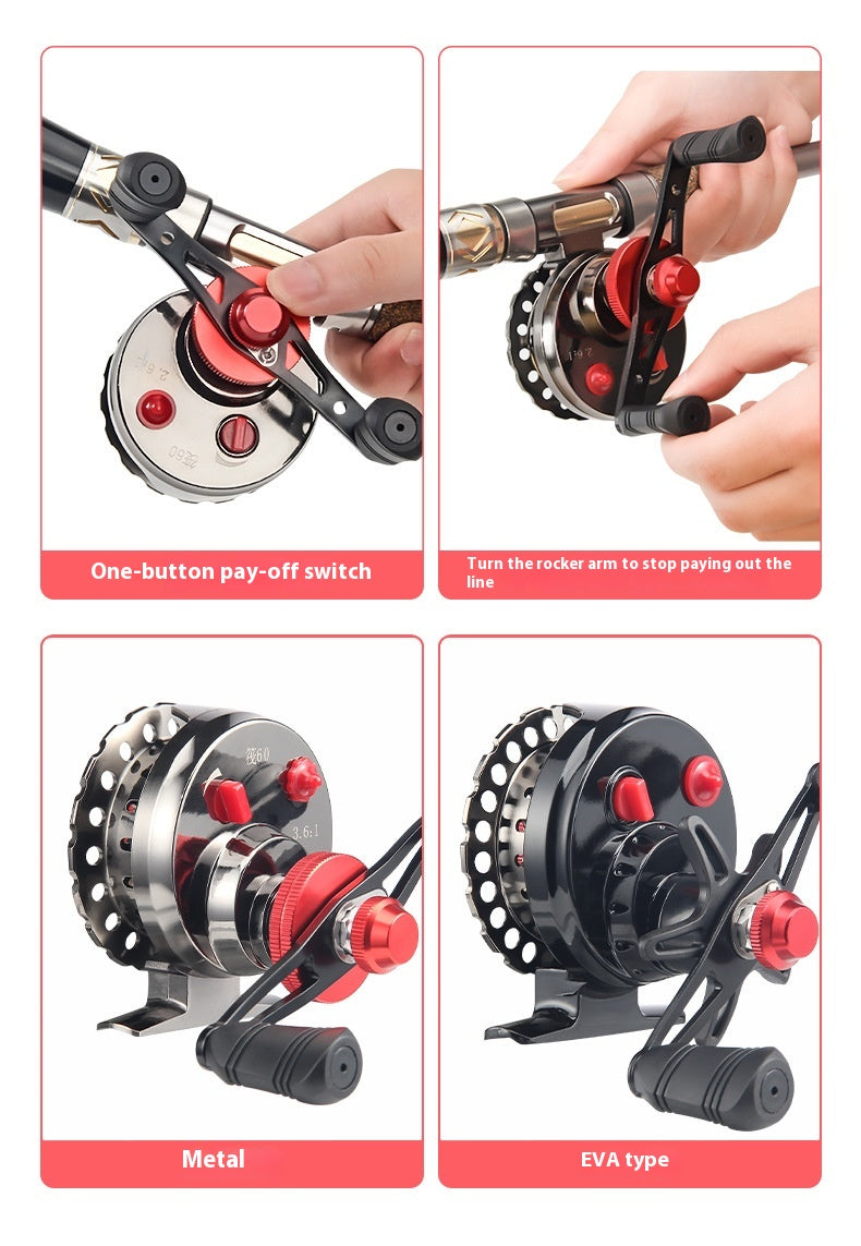 Full Metal Raft Fishing Reel One-Click Slow Descent Raft Reel Micro Lead Ice Fishing Reel Gap-Free Fishing Reel Wholesale Front Cast Reel