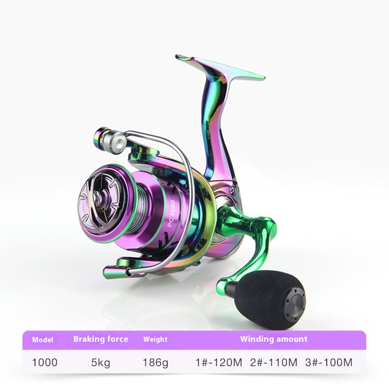 Electroplated Colorful Spinning Wheel Wholesale Gap-Free Fishing Reel 3+1 Bearing Fishing Line Reel Metal Line Cup Long Casting Reel