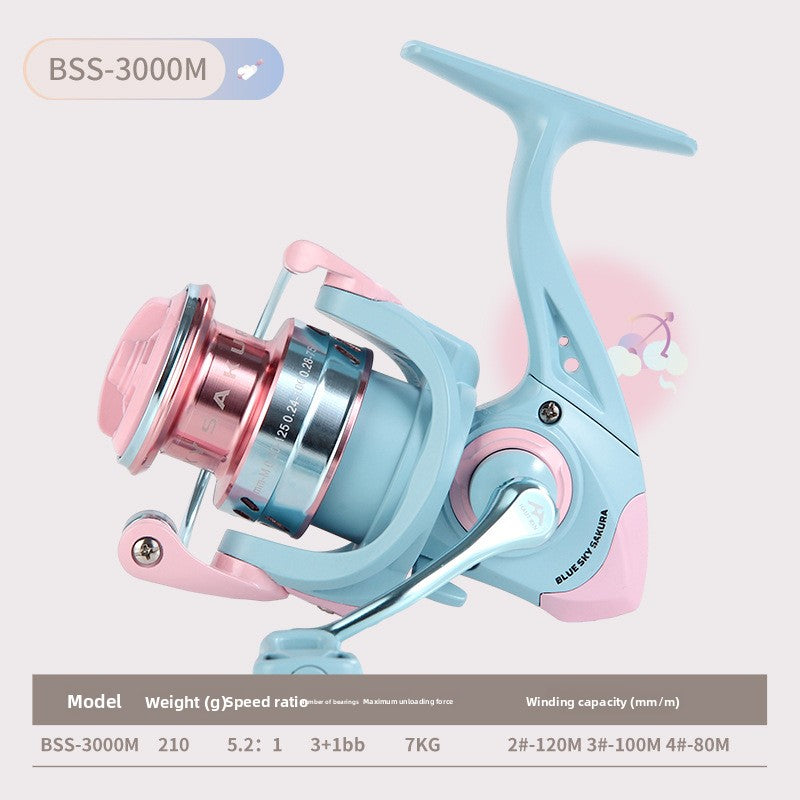Macaron Spinning Wheel Micro Fishing Reel Wholesale Shallow Line Cup 1500S Fishing Reel Gapless Lure Reel 5.2:1