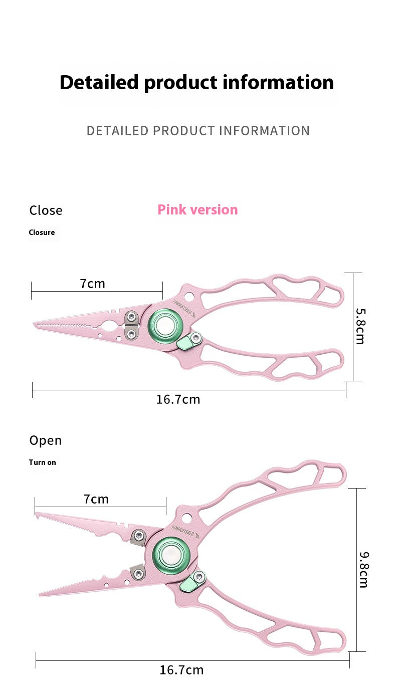 Stainless Steel Integrated Lure Pliers Multi-Functional Fishing Lure Pliers Fish Control Fishing Bait Change Line Cutting Ring Opening Fishing Gear