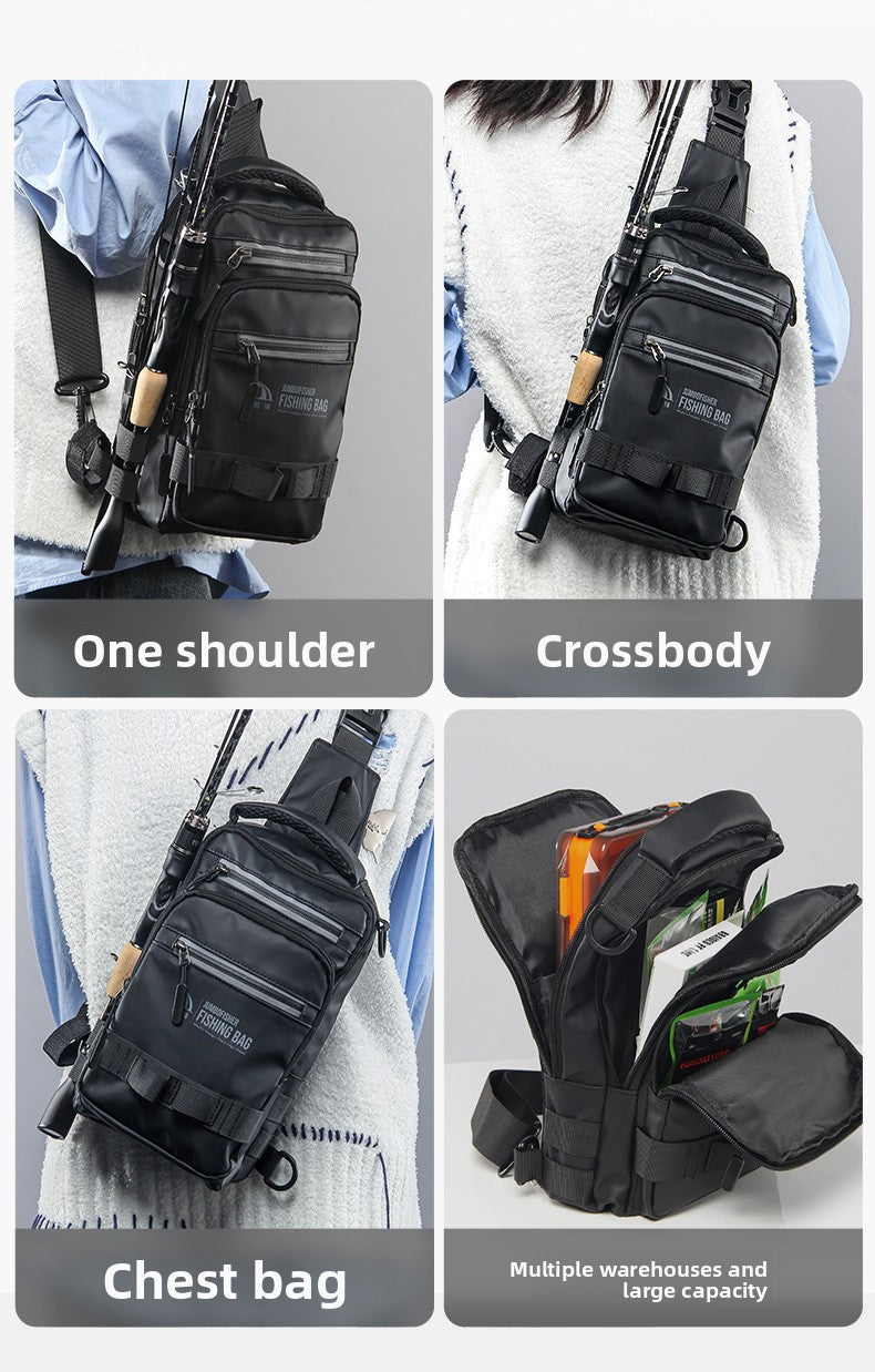 Multifunctional Waterproof Lure Backpack Single Shoulder Crossbody Lure Bag with Rod Insertion Wholesale Fishing Bag Bait Bag