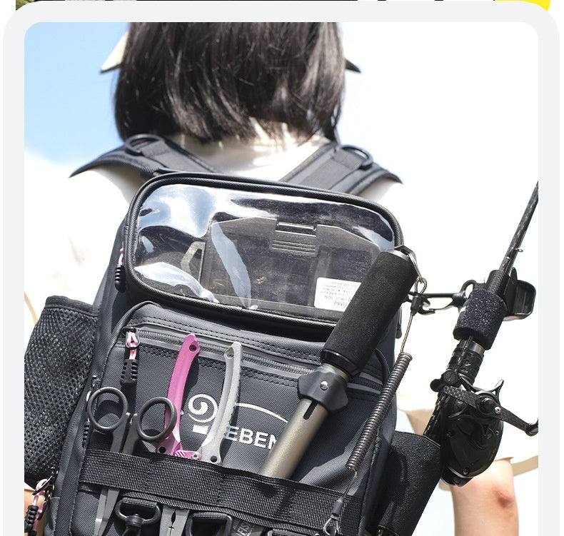Multifunctional Lure Backpack Waterproof Outdoor Bag Rod Insert Fishing Bag Large Capacity Chest Bag Single Shoulder Bag