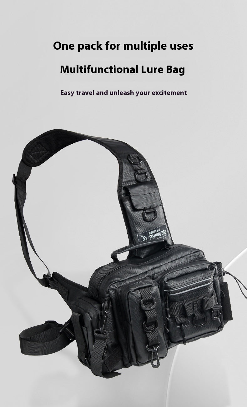 Waterproof Large Capacity Lure Bag Multi-Functional Rod Insert Backpack Outdoor Fishing Bag Single Shoulder Crossbody Bag
