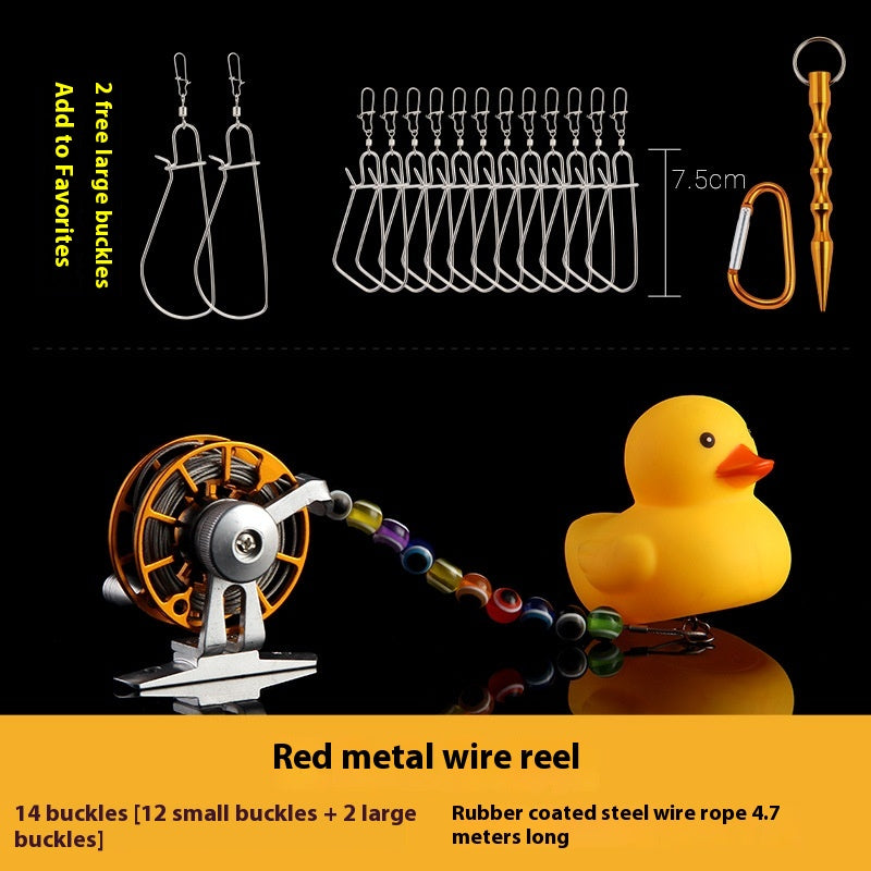 Haodun Little Yellow Duck Live Fish Clip Wholesale Metal Stainless Steel Lure Live Fish Clip Set Fish Lock Clip Fish Clip Wheel Fishing Clip