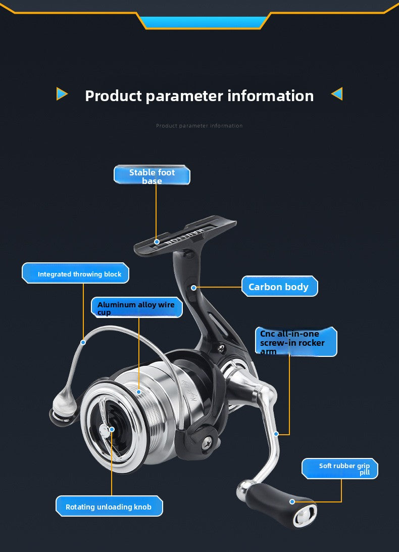 Night Blade Spinning Reel Lure Casting Reel Carbon Fiber Saltwater Resistant Fishing Reel 5+1 Stainless Steel Bearing Micro Reel