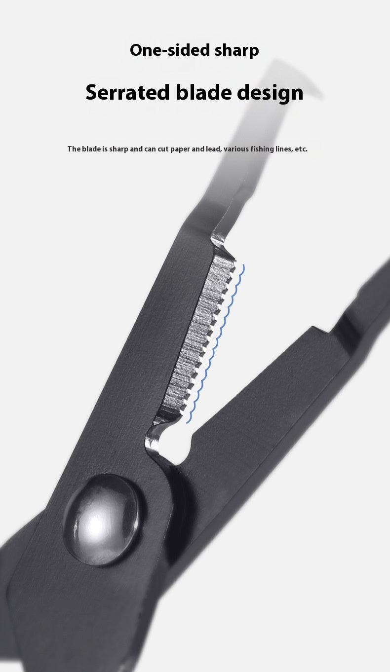 Titanium Coated Multi-Function Lure Fishing Scissors Wholesale Cutting Line PE Line Loop Opening Hook Tying Pliers with Safety Rope