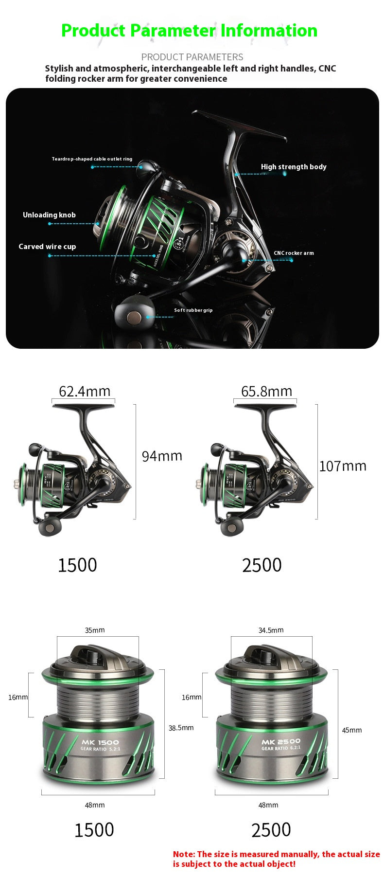 Gap-Free Micro-Object Spinning Wheel Lure Slant Mouth Shallow Line Cup Spinning Wheel Long Casting Fishing Reel Horse Mouth Fishing Reel MK