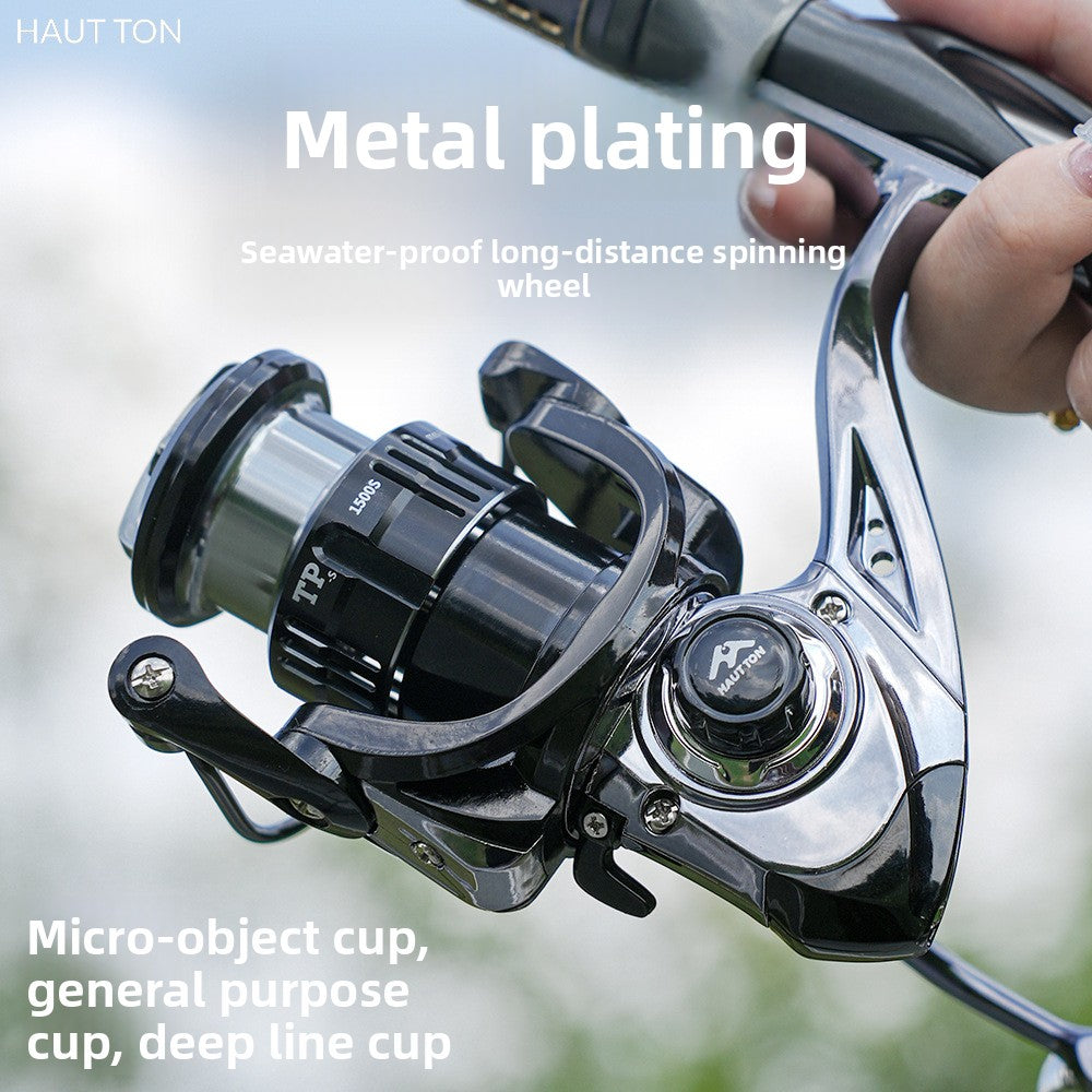 Micro Fishing Reel Deep Line Cup Fishing Reel Sea Fishing Reel Black Electroplated Fishing Reel Lure Spinning Reel