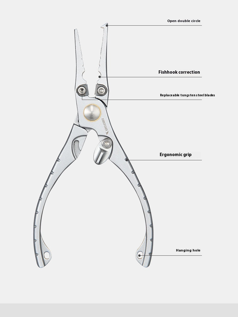 Multifunctional Micro Lure Pliers with Anti-Lost Rope, Rust-Resistant Aluminum Alloy Pliers for Hook Removal, Ring Opening, and Lead Pressing Lure Pliers