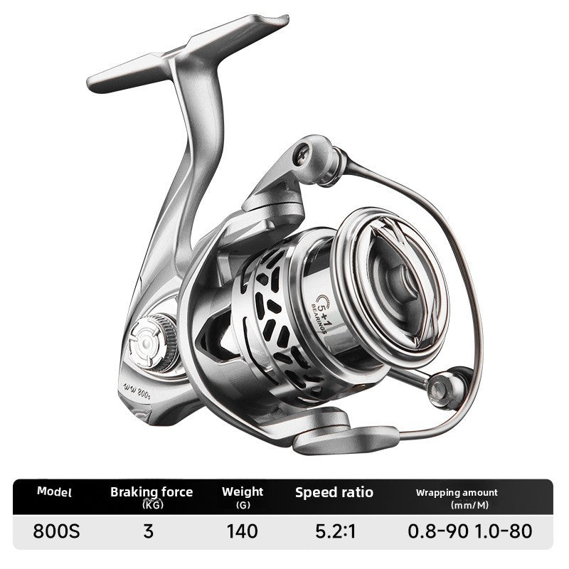 Integrated Casting Line Baitcasting Reel Screw-in Micro Fishing Reel 500 Type 800 Type 5+1 Long Casting Fishing Reel
