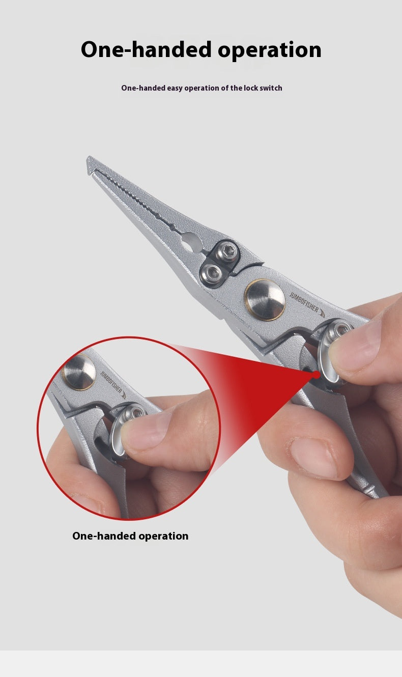 Multifunctional Micro Lure Pliers with Anti-Lost Rope, Rust-Resistant Aluminum Alloy Pliers for Hook Removal, Ring Opening, and Lead Pressing Lure Pliers