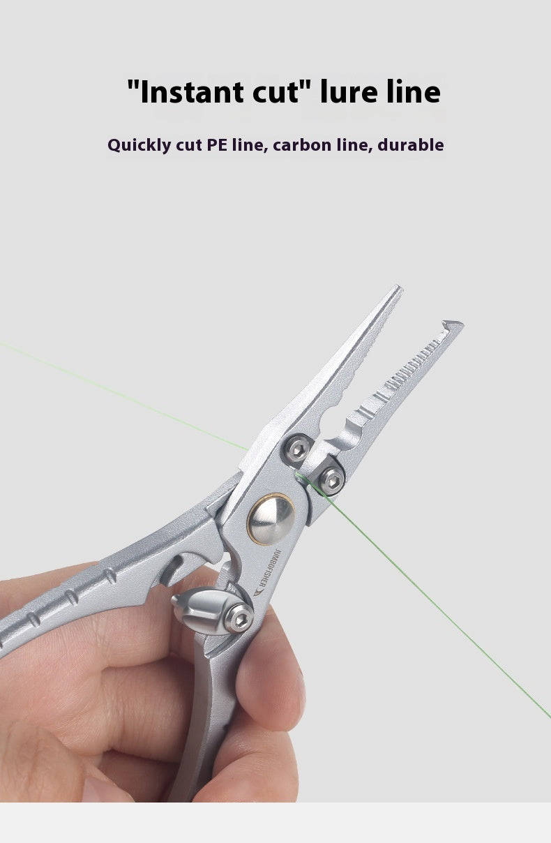 Multifunctional Micro Lure Pliers with Anti-Lost Rope, Rust-Resistant Aluminum Alloy Pliers for Hook Removal, Ring Opening, and Lead Pressing Lure Pliers