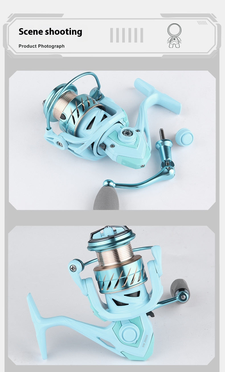 Macaron Lure Spinning Reel Wholesale Shallow Line Cup 7+1 Bearing 5.2:1 Gear Ratio Fishing Reel Long Casting Fishing Reel