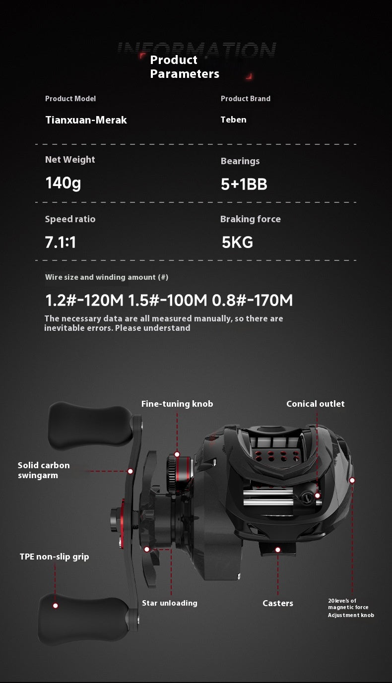 Tianxuan Lure Water Drop Reel Wholesale 5+1BB Carbon Fishing Reel Only 140g Micro Reel Horse Mouth Reel 7.1:1 Fishing Reel