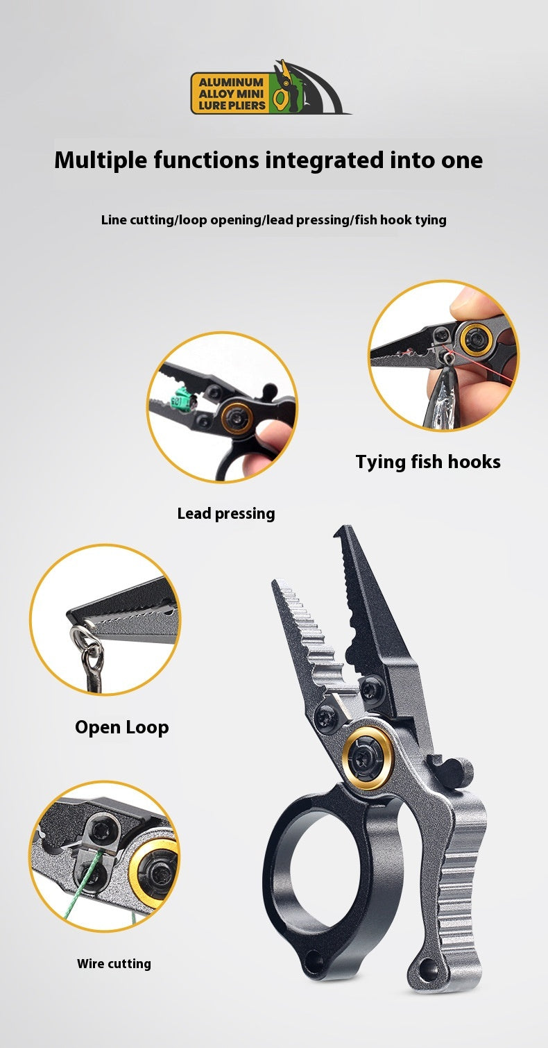 Lockable Aluminum Alloy Pliers Mini Lure Pliers Ring Opener Line Cutter Fishing Line Cutter Ring Cutter Line Cutter Only 28g