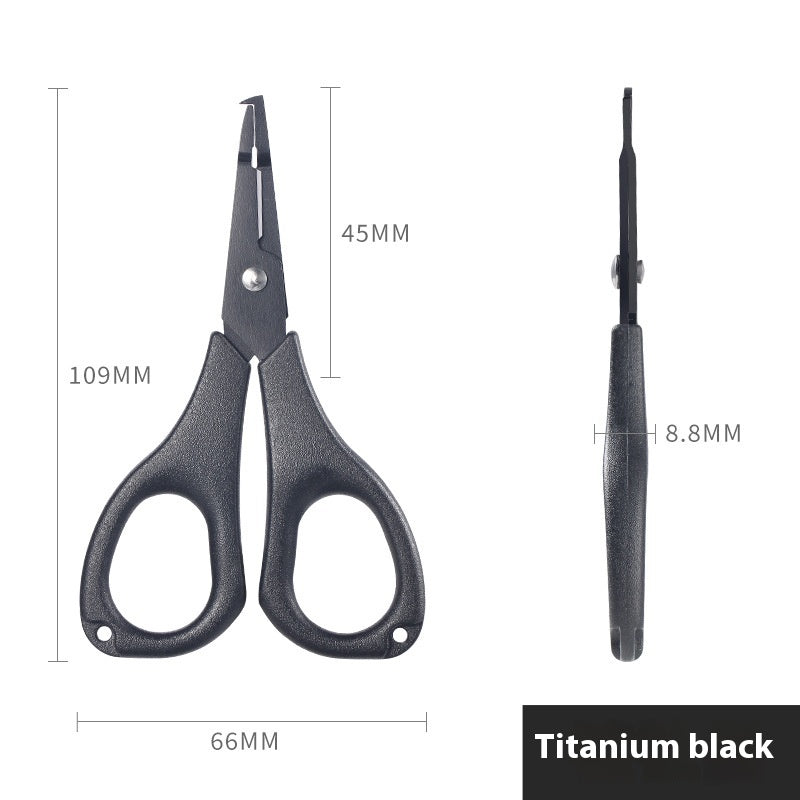 Titanium Coated Multi-Function Lure Fishing Scissors Wholesale Cutting Line PE Line Loop Opening Hook Tying Pliers with Safety Rope