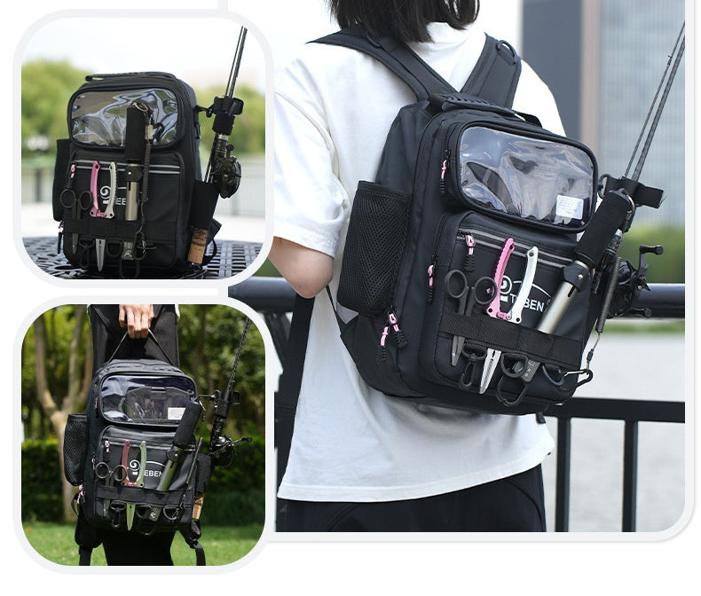 Multifunctional Lure Backpack Waterproof Outdoor Bag Rod Insert Fishing Bag Large Capacity Chest Bag Single Shoulder Bag