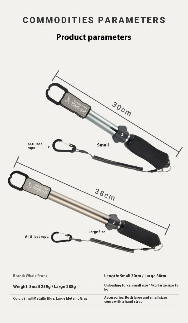 Wholesale Aluminum Alloy Multifunctional Fish Control Device Push Type Extended Fish Control Clip Lure Big Fish Clip with Rotating Unloading