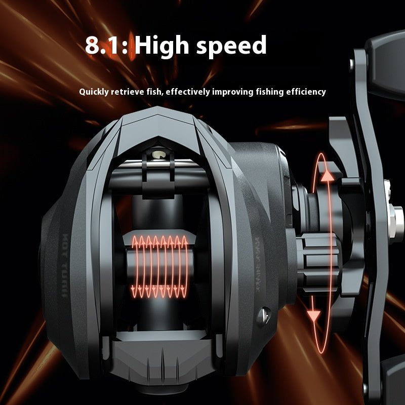 Waterproof Metal Baitcasting Reel with Drag Alarm 8.1:1 High Speed Ratio Black Fishing Reel Deep Line Cup Fishing Reel