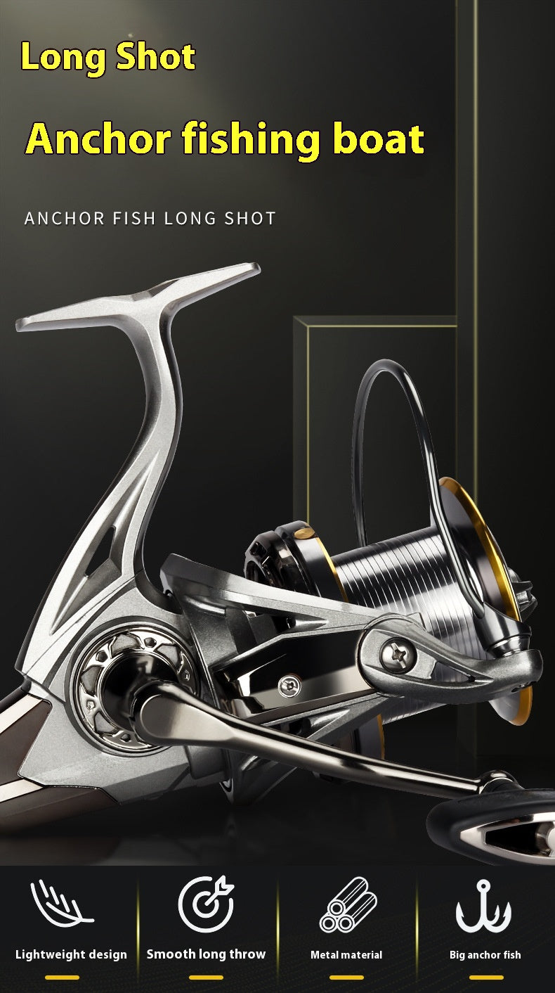 Long Casting Spinning Reel Micro Reel Full Metal Spool Slant Mouth Anchor Fishing Reel Big Fish Giant Fish Fishing Reel Casting Rod Sea Fishing Reel