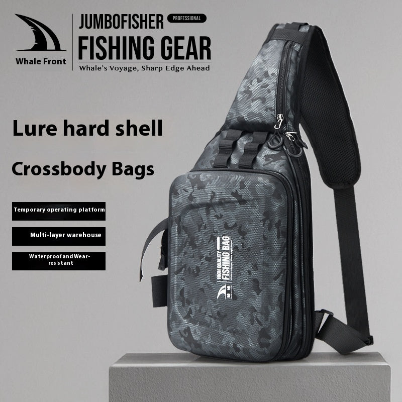 Large Capacity Fishing Bag Wholesale Multifunctional Hard Shell Crossbody Bag Waterproof Lure Bag Can Hang Rod and Fish Controller