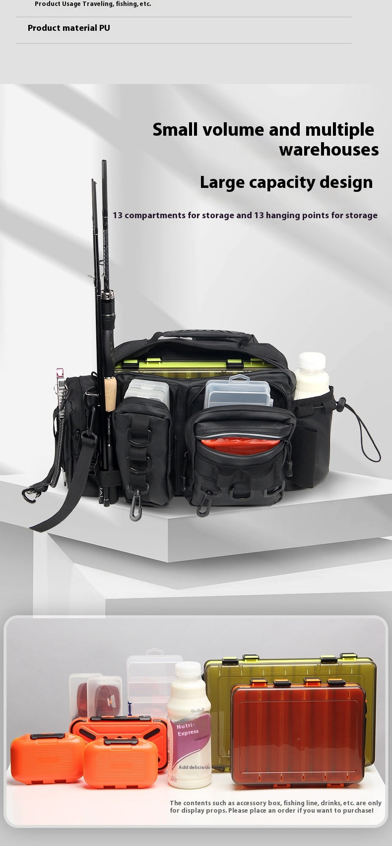 Waterproof Large Capacity Lure Bag Multi-Functional Rod Insert Backpack Outdoor Fishing Bag Single Shoulder Crossbody Bag