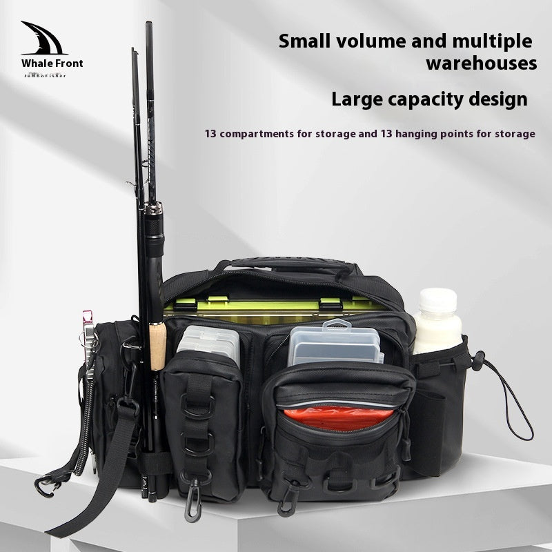 Waterproof Large Capacity Lure Bag Multi-Functional Rod Insert Backpack Outdoor Fishing Bag Single Shoulder Crossbody Bag