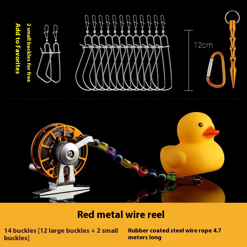 Haodun Little Yellow Duck Live Fish Clip Wholesale Metal Stainless Steel Lure Live Fish Clip Set Fish Lock Clip Fish Clip Wheel Fishing Clip