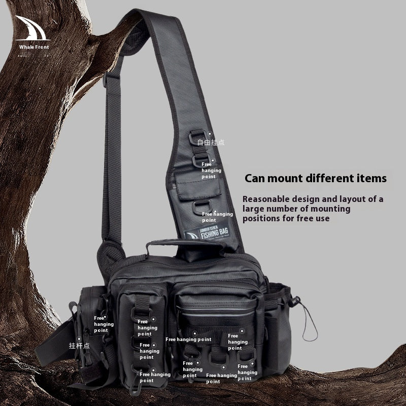 Waterproof Large Capacity Lure Bag Multi-Functional Rod Insert Backpack Outdoor Fishing Bag Single Shoulder Crossbody Bag