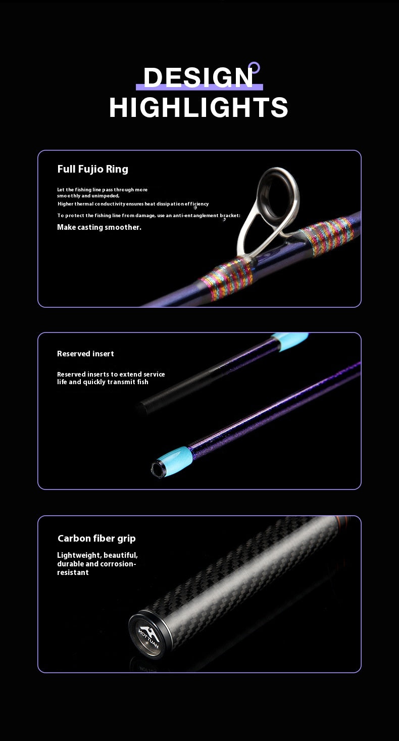 Full Fuji O-Ring Lure Rod Full Carbon Handle UL Adjustable Micro Bait Fishing Rod Sound Wheel Seat Cap Fishing Rod