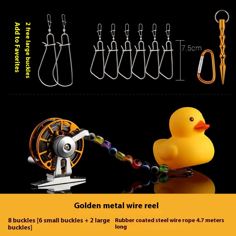 Haodun Little Yellow Duck Live Fish Clip Wholesale Metal Stainless Steel Lure Live Fish Clip Set Fish Lock Clip Fish Clip Wheel Fishing Clip