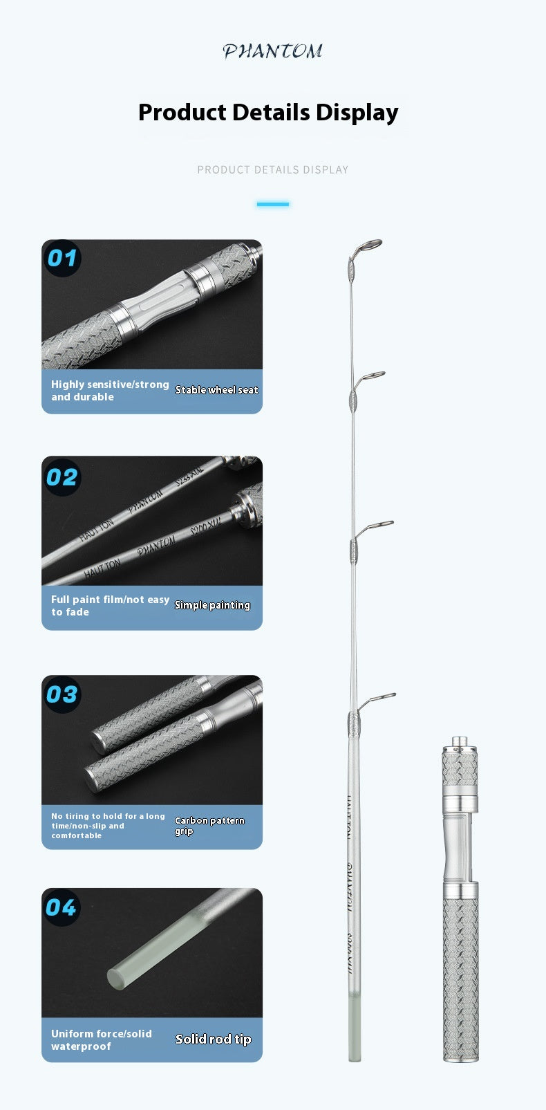 Ice Fishing Rod Winter Fishing Rod Crucian Carp Bridge Fishing Rod Raft Fishing Rod Only 71g with Sound Wheel Seat Bridge Raft Rod Wholesale