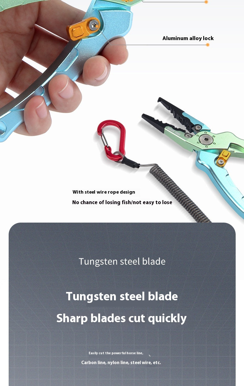 Lure Multi-Function Fish Control Device Lure Pliers Set Wholesale Portable Night Fishing Open Loop Line Cutter with Safety Rope