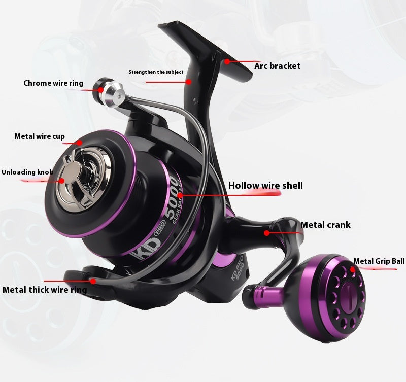 Fishing Reel Full Metal Line Cup Fishing Reel Sea Fishing Reel Spinning Reel Sea Rod Reel Long Casting Lure Reel Fishing Line Reel KD