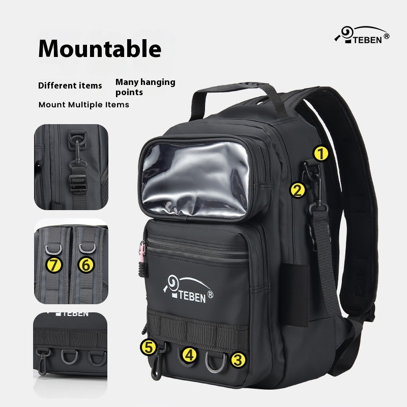 Multifunctional Lure Backpack Waterproof Outdoor Bag Rod Insert Fishing Bag Large Capacity Chest Bag Single Shoulder Bag