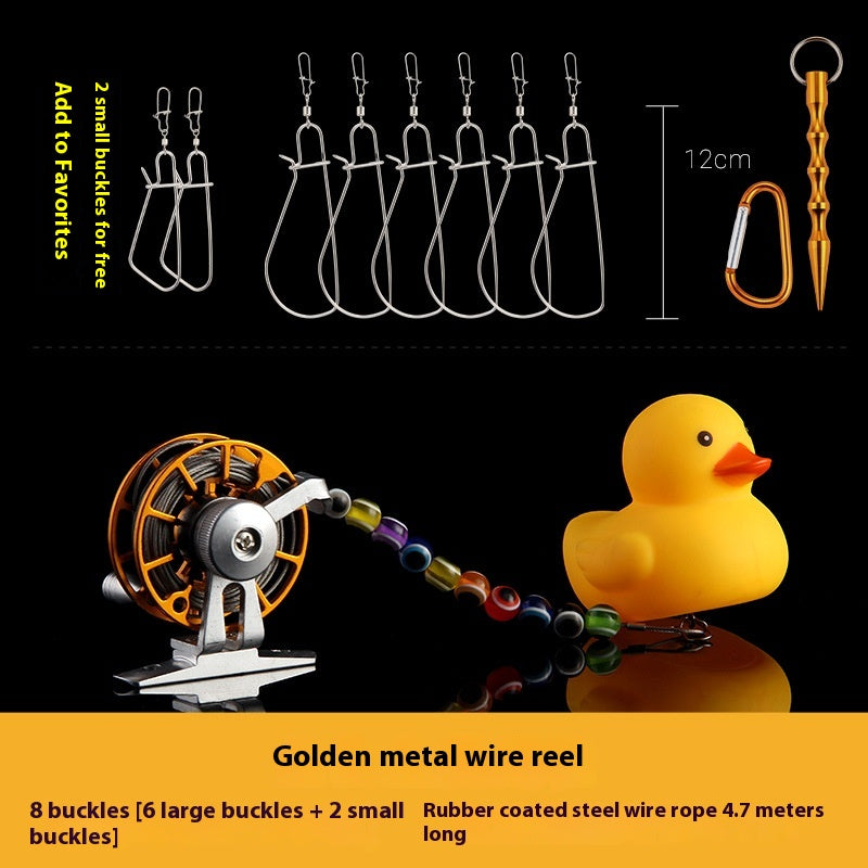 Haodun Little Yellow Duck Live Fish Clip Wholesale Metal Stainless Steel Lure Live Fish Clip Set Fish Lock Clip Fish Clip Wheel Fishing Clip
