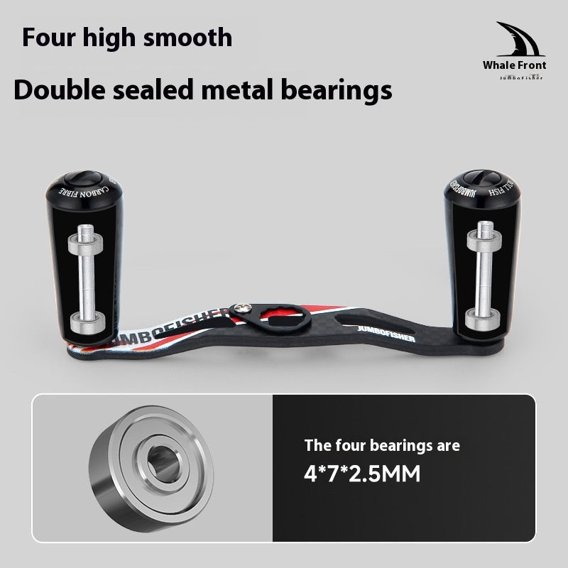 Jingfeng Carbon Water Drop Wheel Crank Arm Only 30g with Carbon Grip Ball, Modifiable DIY Accessories Fishing Wheel Crank Arm with Bearing