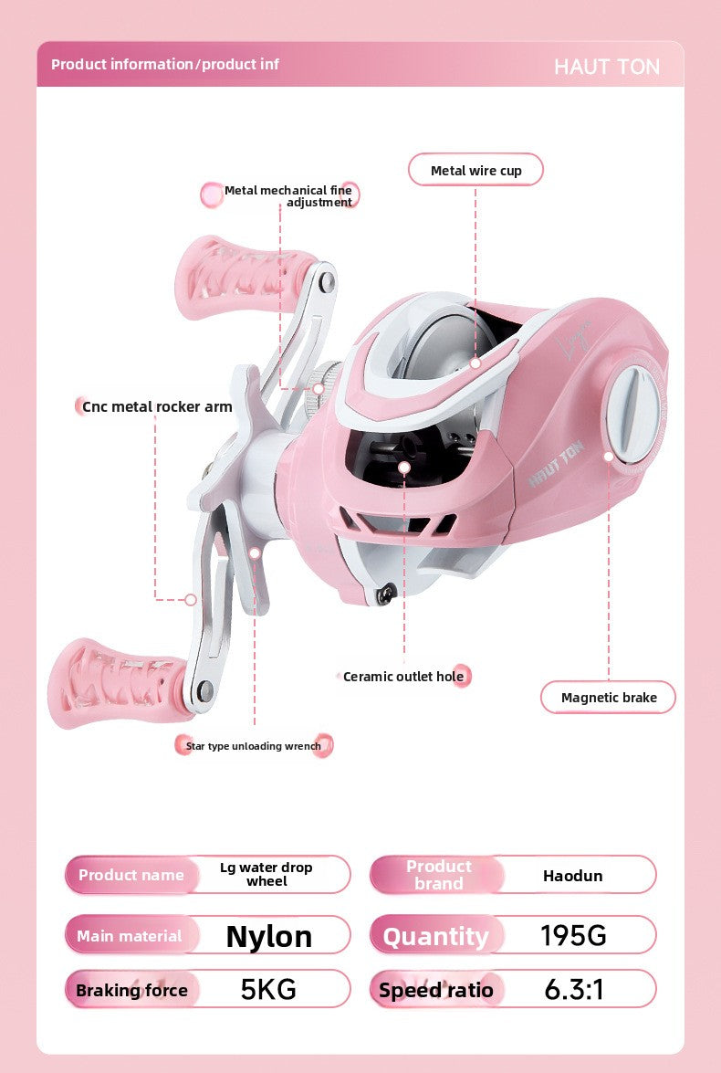 Macaron Pink Water Drop Reel Wholesale Long Casting Fishing Reel Temu with Drag Alarm Micro Fishing Reel 6.3:1