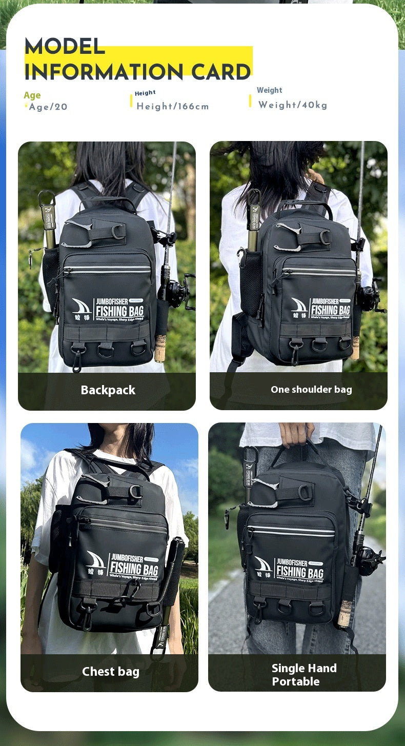 Large Capacity Lure Bag Wholesale, Can Insert Lure Rod, Multifunctional Fishing Backpack, Single Shoulder Bag, 3-Layer Storage