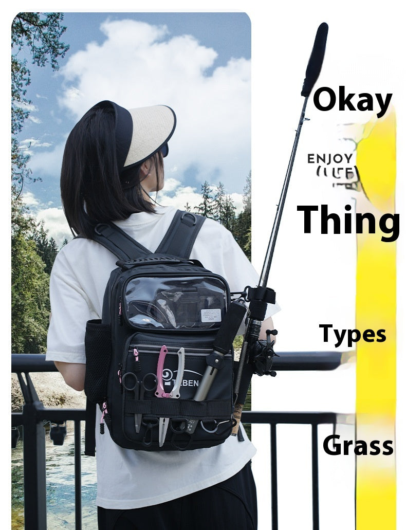 Multifunctional Lure Backpack Waterproof Outdoor Bag Rod Insert Fishing Bag Large Capacity Chest Bag Single Shoulder Bag